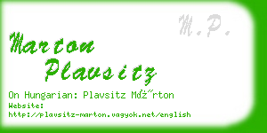 marton plavsitz business card